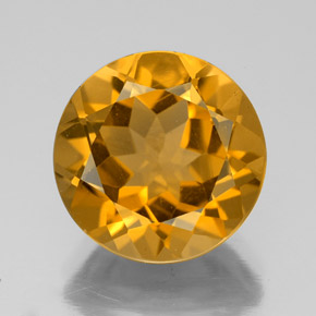 5.52克拉天然黄金色黄水晶，圆形切割，11.92毫米，VVS