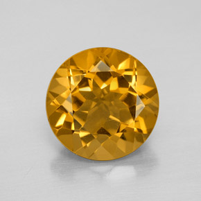 5.56克拉天然金色黄水晶，圆形切割，11.78毫米，VVS-VS
