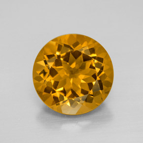 5.54克拉天然黄金色黄水晶，圆形切割，11.96毫米，VVS
