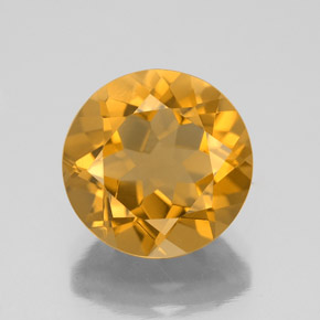 4.16克拉天然金色黄水晶，圆形切割，10.88毫米，VVS