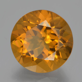 8.56克拉天然金色黄水晶，圆形切割，13.81毫米，VS