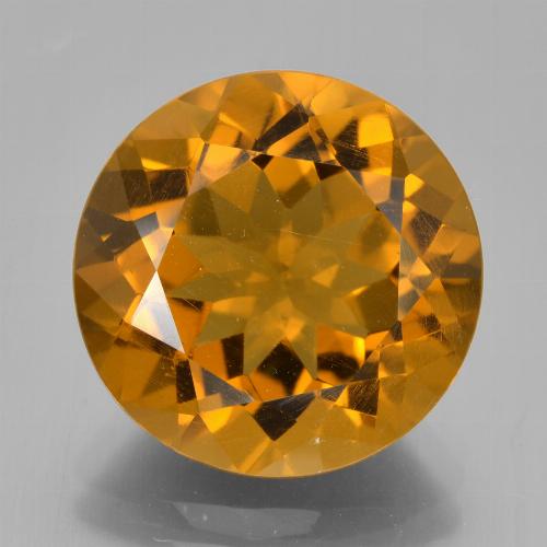 8.14克拉天然金色黄水晶，圆形切割，13.91毫米，VS