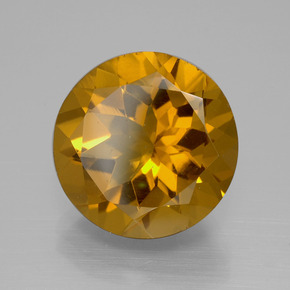 8.56克拉天然金色黄水晶，圆形切割，13.93毫米，VS