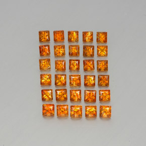 天然橙色黄水晶，方形，3.1×3.1毫米，VVS-VS