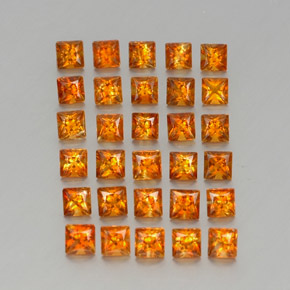 天然橙色黄水晶，方形，3.1×3.1毫米，VVS-VS