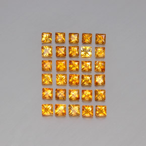 天然黄色黄水晶，方形，3×3毫米，VVS-VS