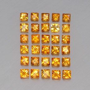 天然黄色黄水晶，方形，3×3毫米，VVS-VS