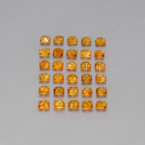 天然黄色黄水晶，方形，3×3毫米，VVS-VS