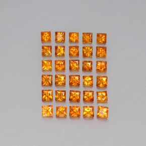天然橙色黄水晶，方形，3.1×3.1毫米，VVS-VS