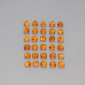 天然橙色黄水晶，方形，3.1×3.1毫米，VVS-VS