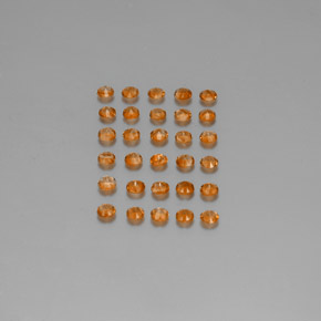 天然橙色黄水晶，圆形切割，2.51毫米，VVS-VS