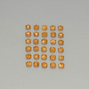 天然橙色黄水晶，圆形切割，2.50毫米，VVS-VS