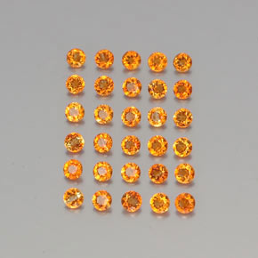 天然橙色黄水晶，圆形切割，2.48毫米，VVS-VS