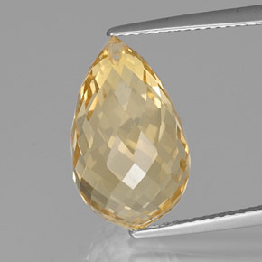 9.84克拉天然金色黄水晶，水滴珠形切工，16.4×10毫米，VVS