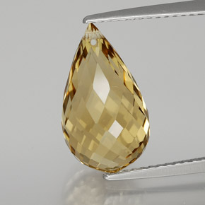 6.52克拉天然金色黄水晶，水滴珠形切工，15.3×8.9毫米，VVS