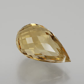 6.52克拉天然金色黄水晶，水滴珠形切工，15.3×8.9毫米，VVS