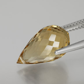 6.52克拉天然金色黄水晶，水滴珠形切工，15.3×8.9毫米，VVS