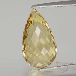 6.91ct 天然 金色 黄水晶, 泪滴形, VVS-VS