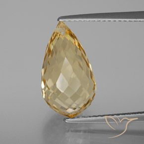 7.22ct 天然 金色 黄水晶, 泪滴形, VVS