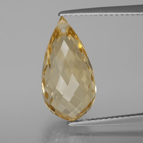 7.09克拉天然金色黄水晶，水滴珠形切工，16.9×8.6毫米，VVS