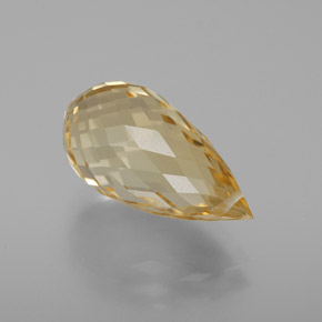 7.09克拉天然金色黄水晶，水滴珠形切工，16.9×8.6毫米，VVS