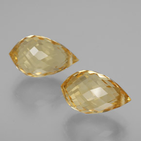7.77天然金色黄水晶，水滴珠形切工，12.7×7.5毫米，VVS-VS