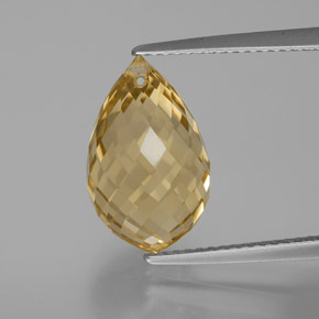 6.90克拉天然金色黄水晶，水滴珠形切工，14.5×9毫米，VVS