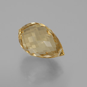 6.90克拉天然金色黄水晶，水滴珠形切工，14.5×9毫米，VVS