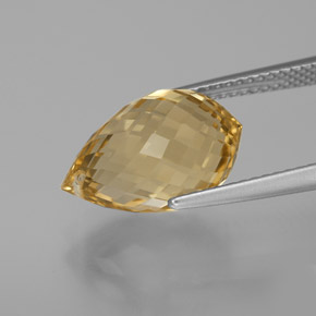 6.90克拉天然金色黄水晶，水滴珠形切工，14.5×9毫米，VVS