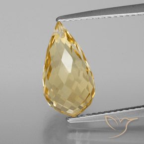 4.28克拉天然金色黄水晶，水滴珠形切工，13.8×7.6毫米，VS
