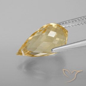 4.28克拉天然金色黄水晶，水滴珠形切工，13.8×7.6毫米，VS