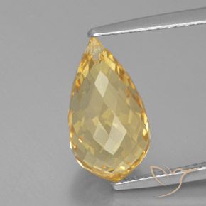6.00克拉天然金色黄水晶，水滴珠形切工，15.2×8.4毫米，VVS-VS