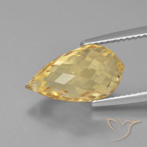 6.00克拉天然金色黄水晶，水滴珠形切工，15.2×8.4毫米，VVS-VS