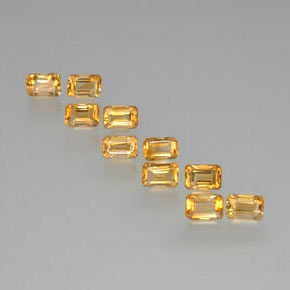 6.74天然金色黄水晶，祖母绿式切割，6.1×4.1毫米，VS