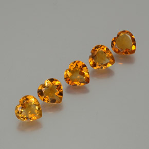 4.93天然橙色黄水晶，心形，7.1×6.9毫米，VS