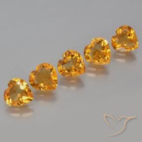 4.92ctw 天然 深橙色-金色 黄水晶, 心形, VS