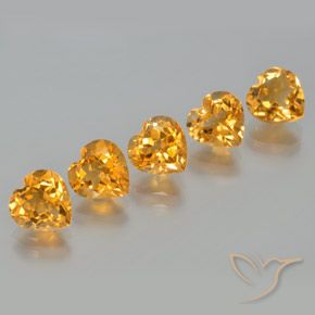 5.82ctw 天然 深橙色-金色 黄水晶, 心形, VS