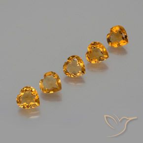 4.80ctw 天然 深橙色-金色 黄水晶, 心形, VS