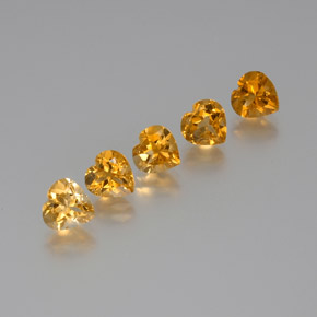 5.38天然金色黄水晶，心形，7×6.9毫米，VS