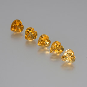 5.38天然金色黄水晶，心形，7×6.9毫米，VS