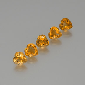 5.25天然金色黄水晶，心形，7×6.8毫米，VS