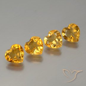 3.18ctw 天然 橙金 黄水晶, 心形, VS