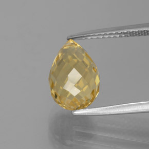 3.68克拉天然金色黄水晶，水滴珠形切工，11.3×7.4毫米，VVS