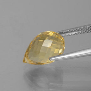 3.68克拉天然金色黄水晶，水滴珠形切工，11.3×7.4毫米，VVS