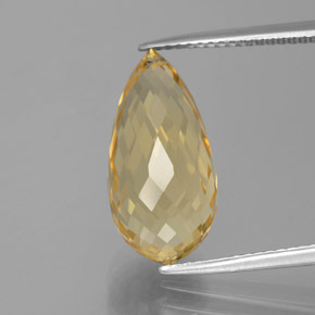 7.48克拉天然金色黄水晶，水滴珠形切工，17.3×8.6毫米，VVS-VS