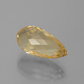 7.48克拉天然金色黄水晶，水滴珠形切工，17.3×8.6毫米，VVS-VS