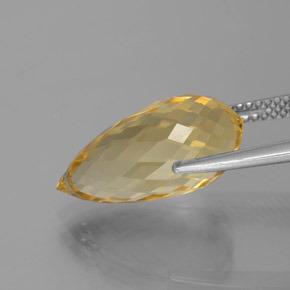 7.48克拉天然金色黄水晶，水滴珠形切工，17.3×8.6毫米，VVS-VS