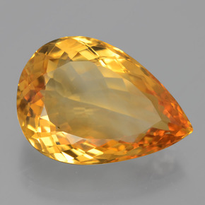 14.43克拉天然黄色黄水晶，梨形，20.4×14.4毫米，VVS
