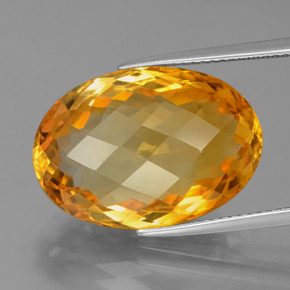 15.93克拉天然金色黄水晶，椭圆形切割，20.2×14.2毫米，VVS