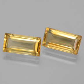 天然黄金色黄水晶，长方形切工，11.6×6.1毫米，VVS